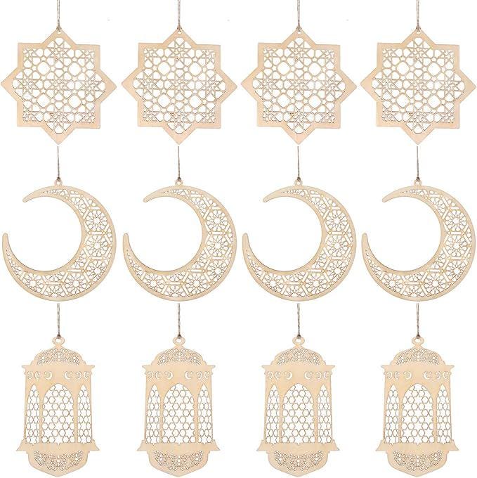 12 Pcs Ramadan Decorations Eid Mubarak Hanging Ornaments Moon Star Lantern