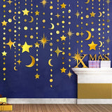 Gold Star Moon Garland Party Decorations Crescent Star Streamer Banner Kit