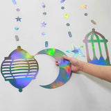Iridescent Ramadan Decorations Moon Star Garland Crescent Eid Banner Home Party Decor
