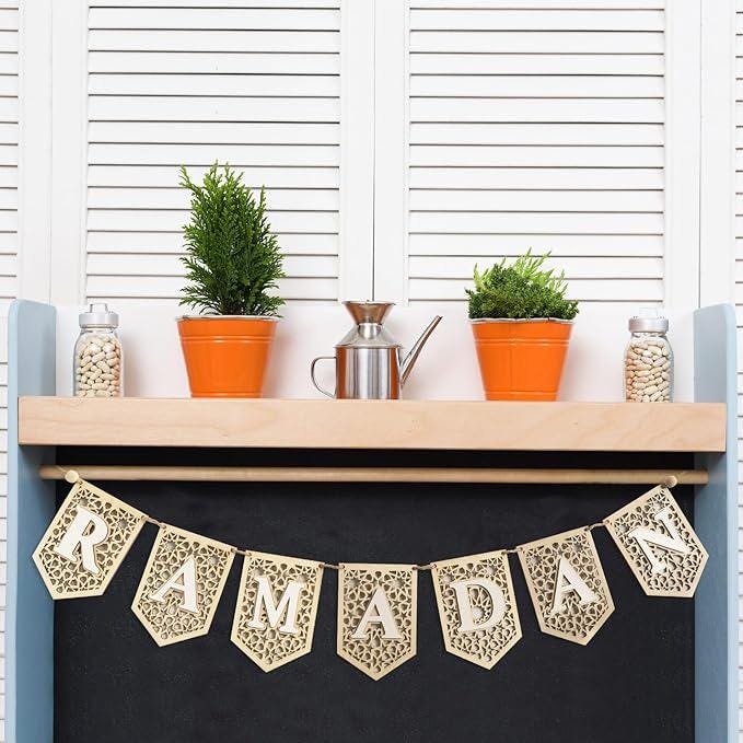 Acrylic Ramadan Banner White Eid Mubarak Hanging Garland Home Decor 2026