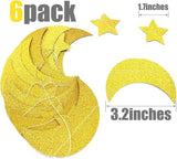 50ft Glitter Moon Stars Garland 6 Pack Gold Crescent Star Hanging Decorations Party