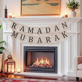 2 Pcs Ramadan Mubarak Banner  Eid Decorations Rustic Bead Party Decor