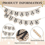 2 Pcs Ramadan Mubarak Banner  Eid Decorations Rustic Bead Party Decor