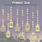 8 Pcs Eid Hanging Decorations Pre Strung Garland Star Moon Lantern Gold Party Decor