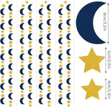 Navy Blue Gold Moon Star Garland 52Ft Twinkle Star Hanging Banner Party Decorations