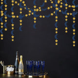 Navy Blue Gold Moon Star Garland 52Ft Twinkle Star Hanging Banner Party Decorations