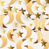 Gold Moon Stars Garland Hanging Decorations Starry Night Eid Ramadan Party Decor