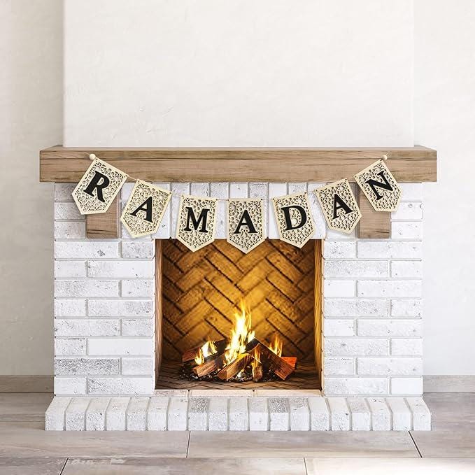 Acrylic Ramadan Banner 2026 Black Eid Mubarak Hanging Garland Home Decor