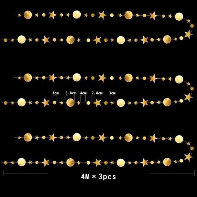 Gold Star Garland Hanging Decorations Twinkle Stars Birthday Baby Shower Party