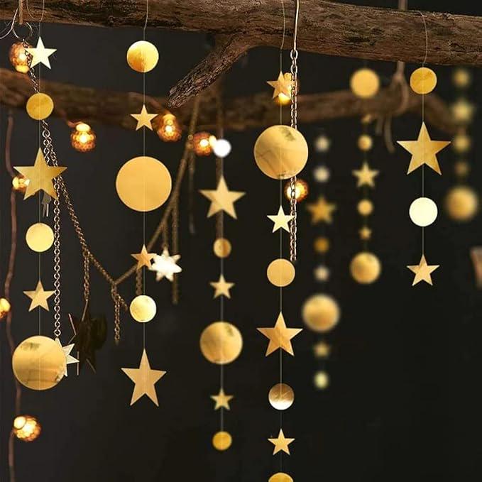 Gold Star Garland Hanging Decorations Twinkle Stars Birthday Baby Shower Party
