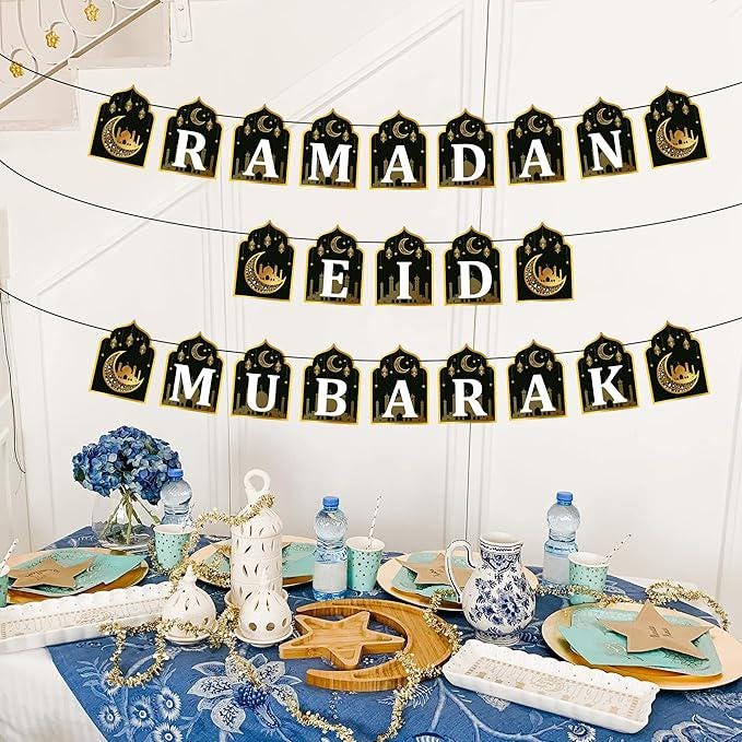 2 in 1 Ramadan Banner Eid Mubarak Hanging Decorations Home Wall Tree Garland
