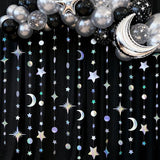 Iridescent Star Moon Garland Holographic Party Decorations Ramadan Birthday Wedding Decor