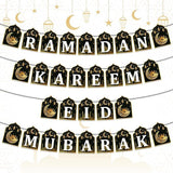 4pcs Ramadan Kareem Banner Eid Mubarak Hanging Decorations Home Wall Tree Garland