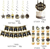 31Pcs Eid Mubarak Banners Ramadan Kareem Hanging Swirls Moon Star Wall Decorations