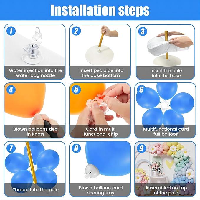Party Decorations 8FT & 6FT Half Arch Stand Kit Durable Balloon Arch Frame