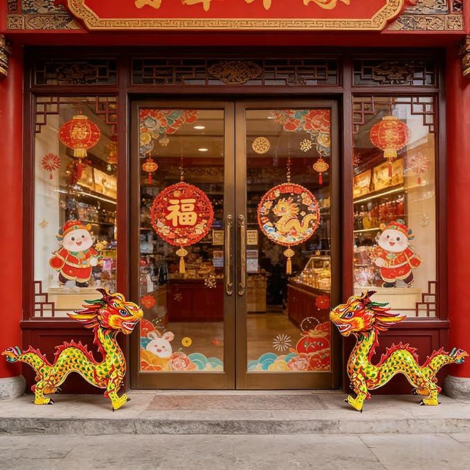 2026 Chinese Vietnamese New Year Foil Balloons Dragon Pattern Zodiac Horse Party Decor