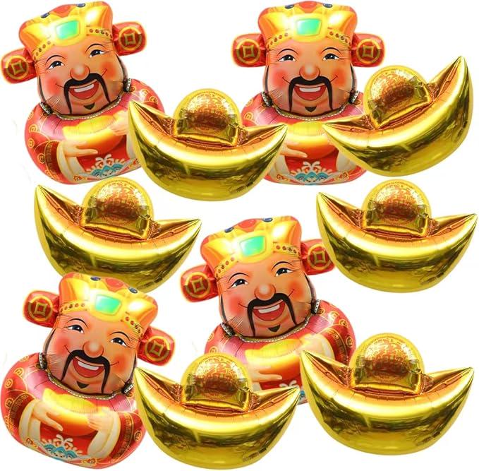 10pcs Chinese New Year Being Rich Foil Balloons 2026 Lucky Spring Festival Decor