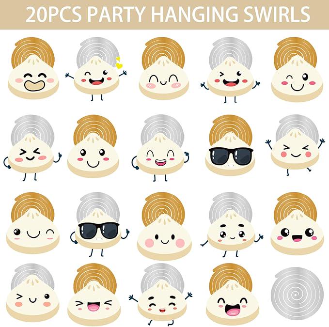 Dumpling Hanging Swirl Decorations, Baby Shower Birthday Party, 20 PCS