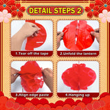 26-Piece Japanese & Chinese Lantern Set: Cherry Blossom, Red Party Decor