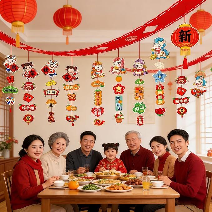 Year of the Horse Bunting Banner: 2026 Lunar New Year Decorations, 8-Piece Set