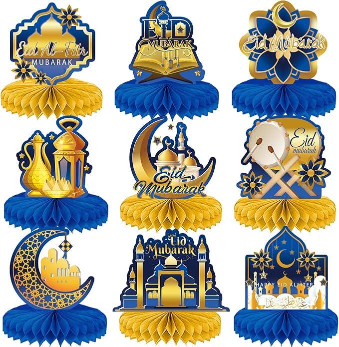 9 PCS Ramadan Table Decorations Eid Mubarak Centerpieces Table Decor for Home Office