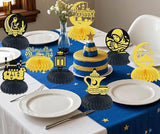 8 PCS Ramadan Mubarak Honeycomb Centerpieces Eid Al Fitr Festival Decor Black and Gold