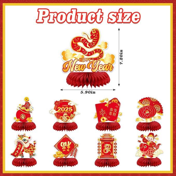 2025 Chinese New Year Honeycomb Centerpieces, Snake, Set of 9