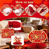 10 PCS Chinese New Year Honeycomb Centerpieces 2026 Horse Red and Gold Table Decor