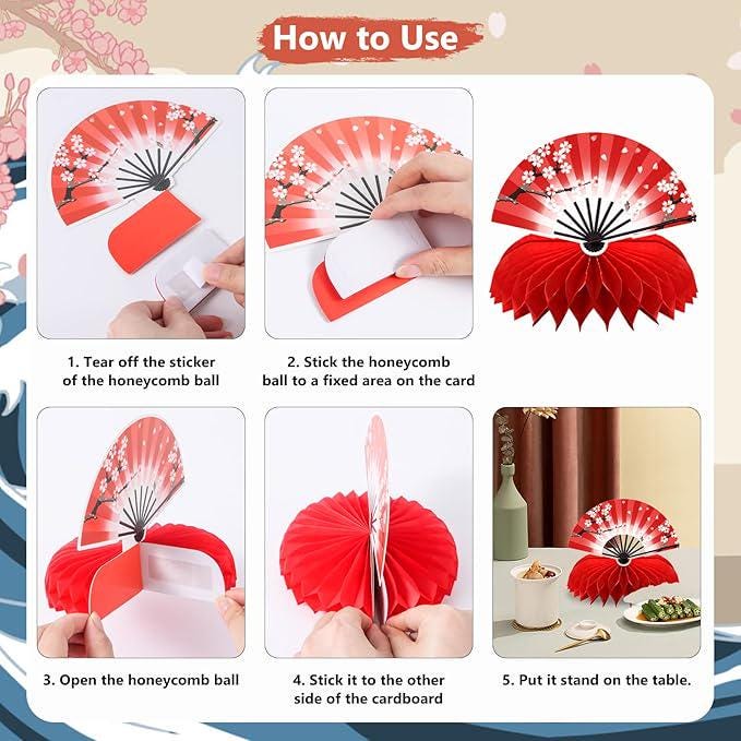 9 PCS Hibachi Honeycomb Centerpieces Japanese Party Decorations Sushi Table Decor
