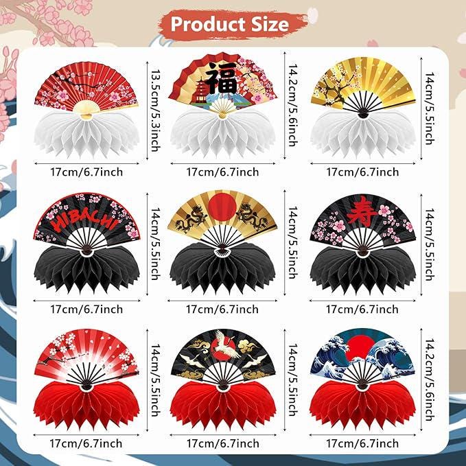 9 PCS Hibachi Honeycomb Centerpieces Japanese Party Decorations Sushi Table Decor