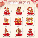 2026 Chinese New Year Table Honeycomb Centerpieces Red Horse FU Sign Party Decor