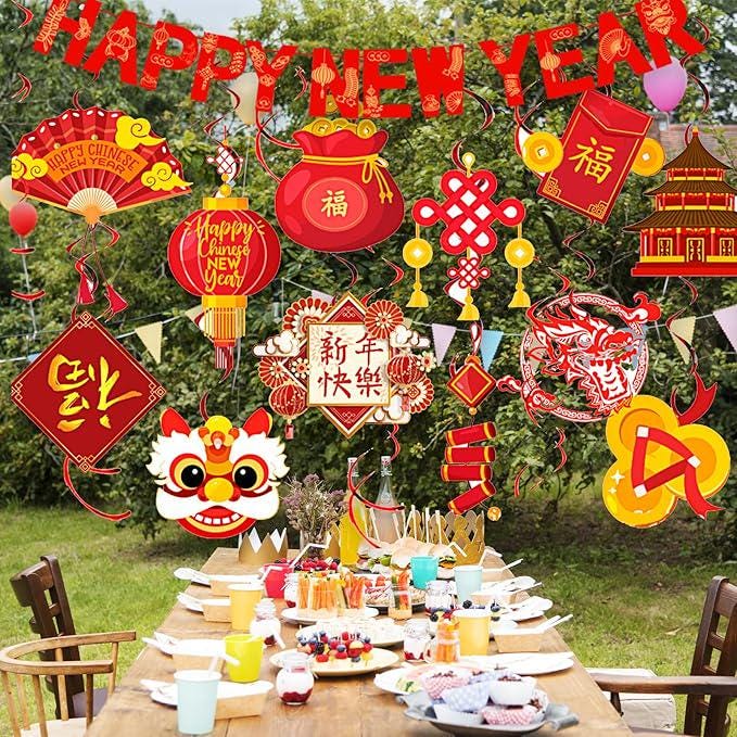 2025 Chinese New Year Decorations Banner Snake Year Spring Festival Hanging Swirls