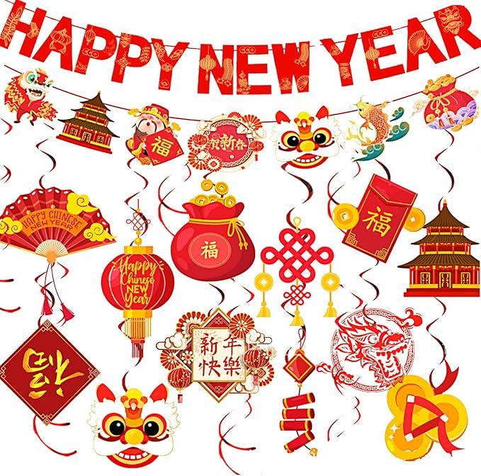 2025 Chinese New Year Decorations Banner Snake Year Spring Festival Hanging Swirls