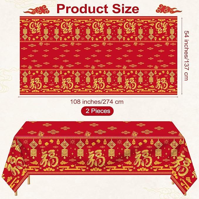 2 Pcs 2026 Chinese New Year Tablecloths 54x108 Inch Horse Spring Festival Party Decor