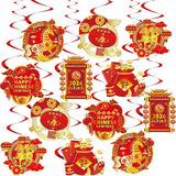 2026 Chinese New Year Hanging Swirls Decorations Kit 24pcs Zodiac Horse Party Supplies