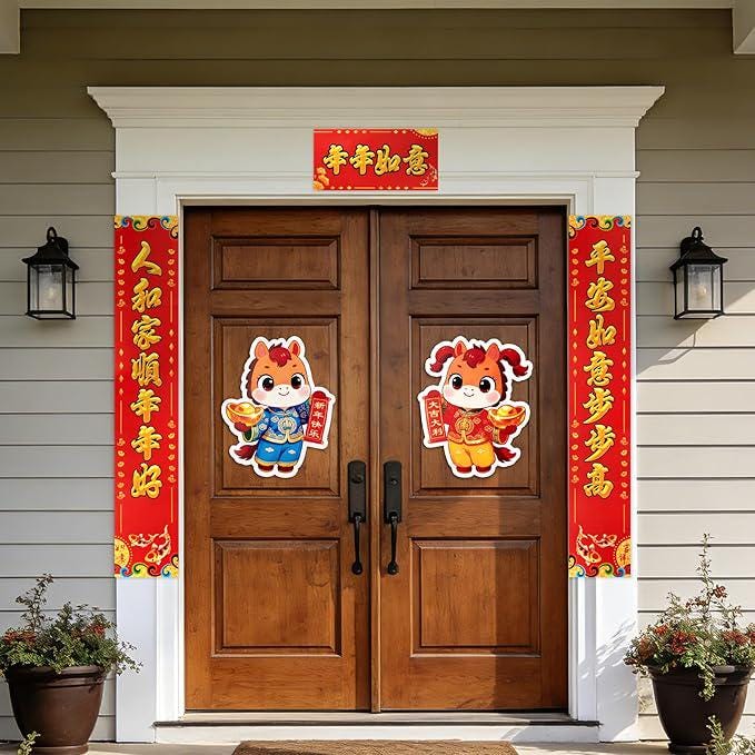 2026 Chinese New Year Decorations Spring Festival Couplets Fu Ornaments Red Lanterns