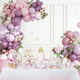 124 PCS Dusty Purple Balloon Arch Kit Pink Lavender Lilac Gold White Party Decor
