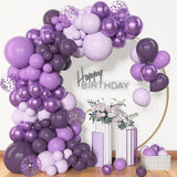 156 PCS Purple Balloon Garland Arch Kit Lavender Metallic Confetti Party Decorations