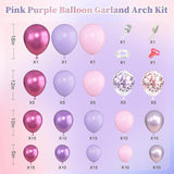 157 PCS Pink Purple Balloon Arch Kit Metallic Pastel Confetti Party Decorations