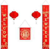 2026 Chinese New Year Porch Decor Set: Fu Sign, Red Lanterns, Horse Design