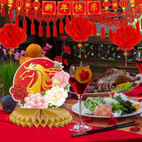 18 Pcs 2026 Chinese Lunar New Year Party Decorations Red Lanterns Honeycomb Centerpieces Garland