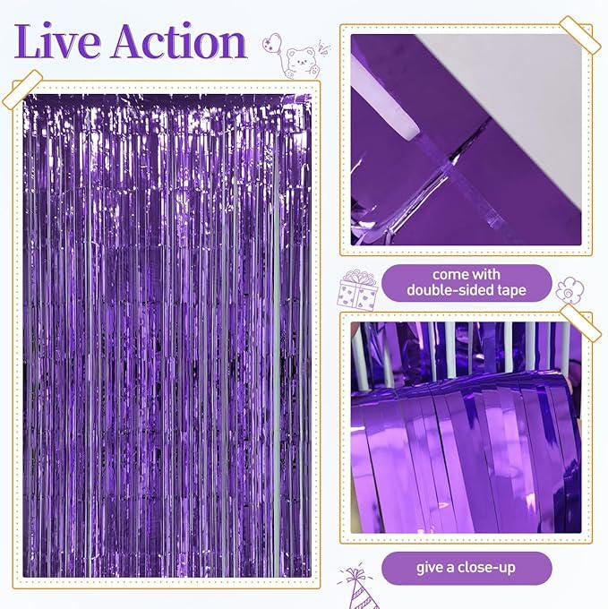 157 Pcs Purple Gold Balloon Garland Arch Kit with Fringe Curtain Decor