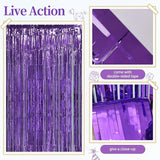 157 Pcs Purple Gold Balloon Garland Arch Kit with Fringe Curtain Decor