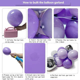 Purple Silver Balloon Arch Garland Kit with Double Stuffed and Bobo Balloons