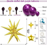 Dark Purple Balloon Arch Garland Kit Double Stuffed Metallic Balloons Decor