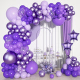 Purple Balloon Arch Garland Kit Dark Light Purple Metallic Confetti Star Balloons