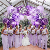 Purple Silver Balloon Garland Arch Kit 155 Pcs Lavender Lilac Confetti Balloons