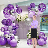 Purple Silver Balloon Garland Arch Kit 155 Pcs Lavender Lilac Confetti Balloons