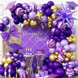 Purple Balloon Arch Kit 110 Pcs Purple Gold Metallic Star Balloons Party Decor