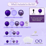 133 Pcs Purple Balloon Garland Kit Metallic Dark Pastel Confetti Balloons Party Decor